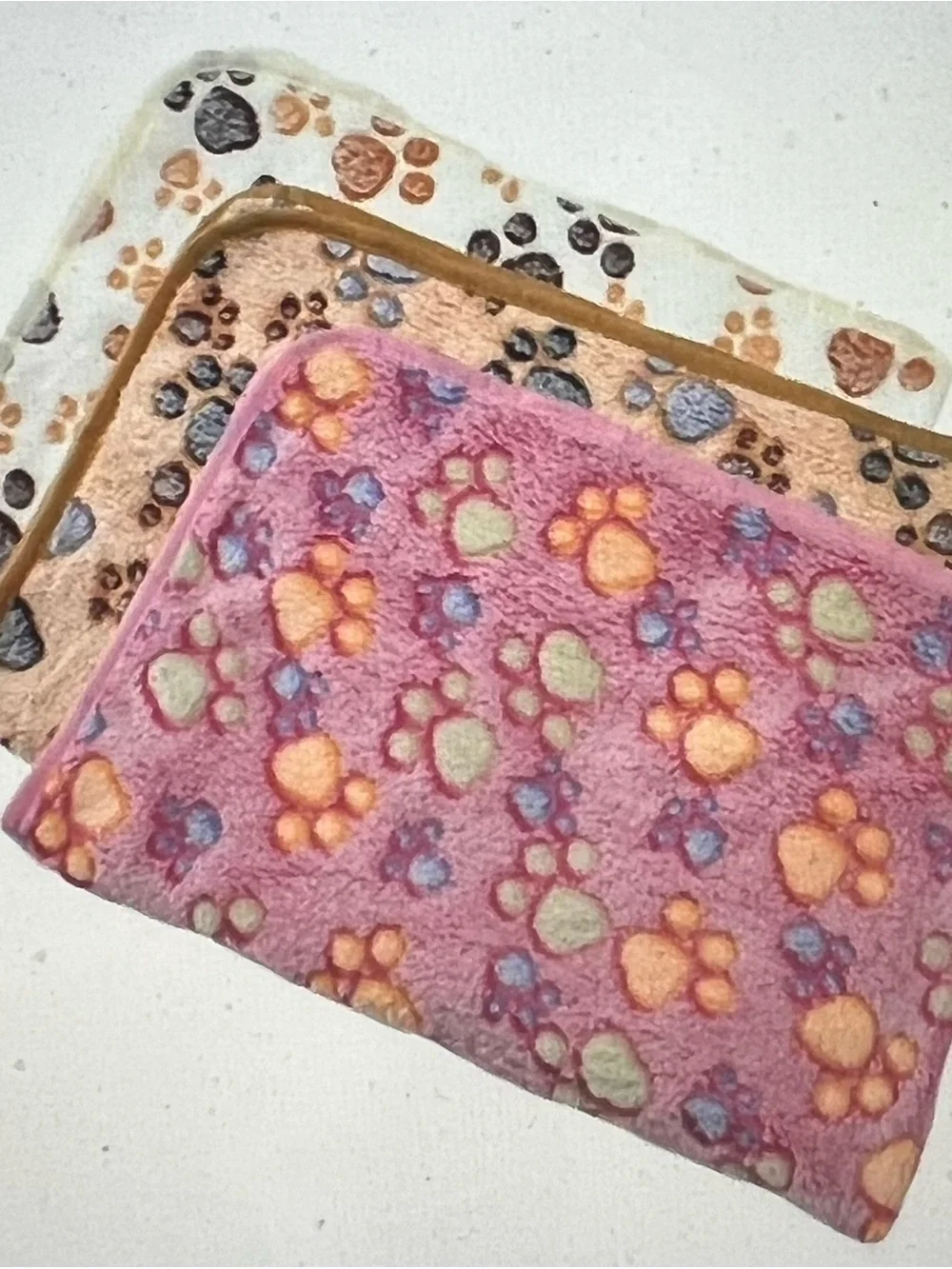 Pack of 3 Warm Pet Blanket Mats NWOT – Small Paw Print Fleece Dog & Cat Blankets